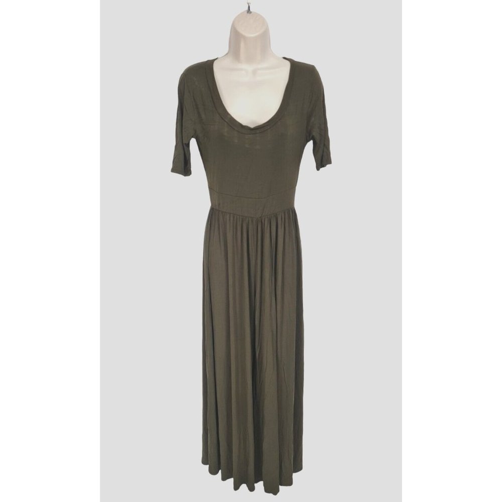 WEST KEL Womens Long Romper Jumpsuit Size S Olive Green Jersey Crew Neck 273A